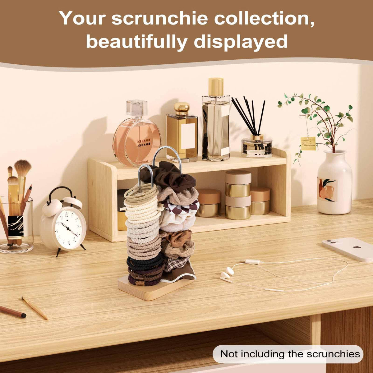 SCUNDA 2-Tier Scrunchie Holder Stand – Hair Tie Organizer Display for Hair Accessories, Jewelry & More – Compact and Stylish Storage Solution