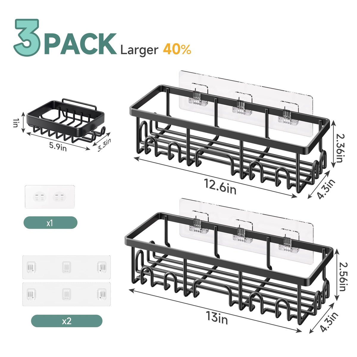 Veken Shower Caddy Organizer for Bathroom Storage