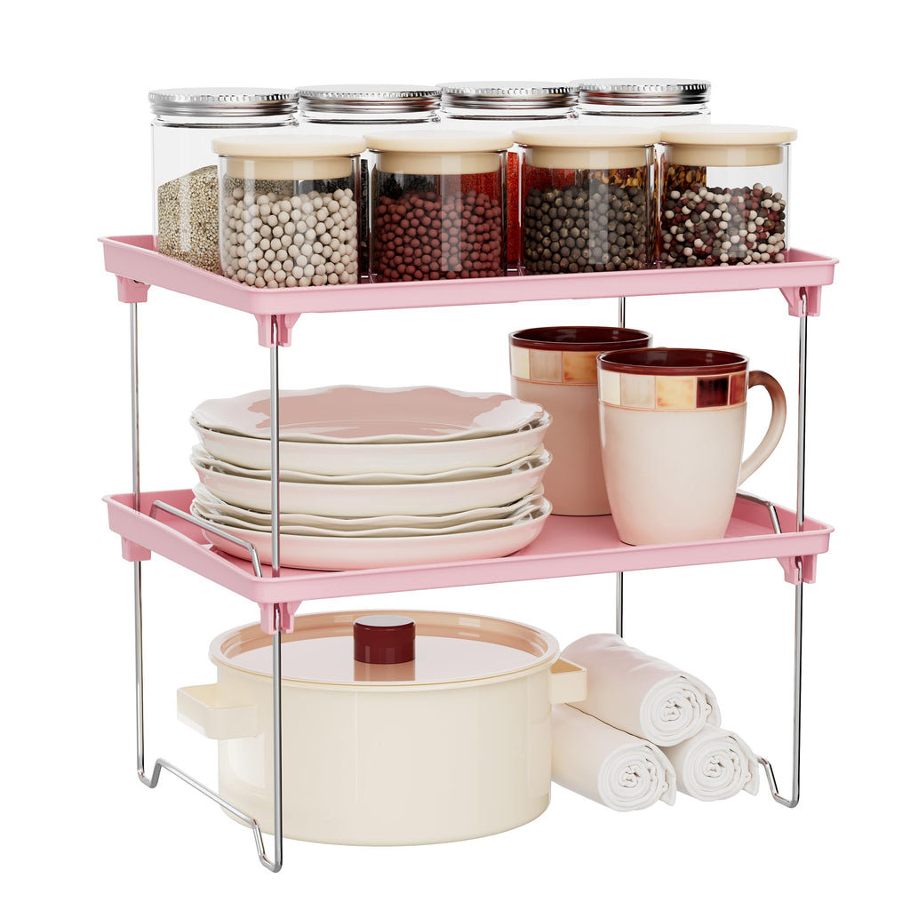 STARLATTA Acrylic Cabinet Organizer Shelf, Stackable Kitchen Counter Shelves,Spice Rack,Countertop Organizers,Clear Plastic Storage Organization for Makeup，Bathroom,Cupboard,Desk,Pantry