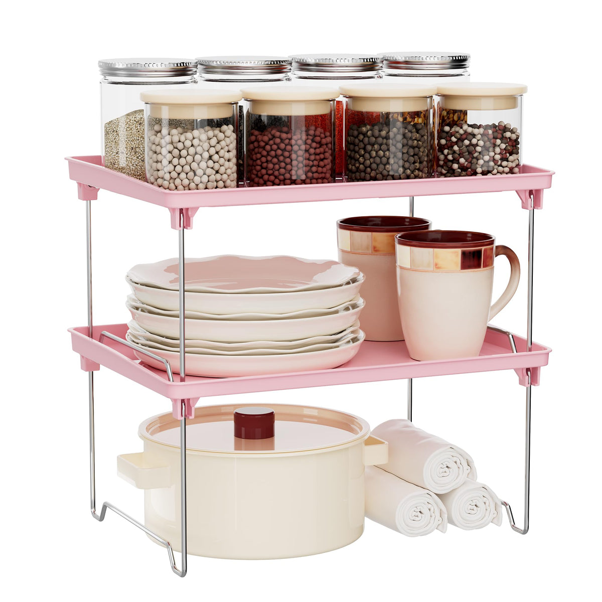 STARLATTA Acrylic Cabinet Organizer Shelf, Stackable Kitchen Counter Shelves,Spice Rack,Countertop Organizers,Clear Plastic Storage Organization for Makeup，Bathroom,Cupboard,Desk,Pantry