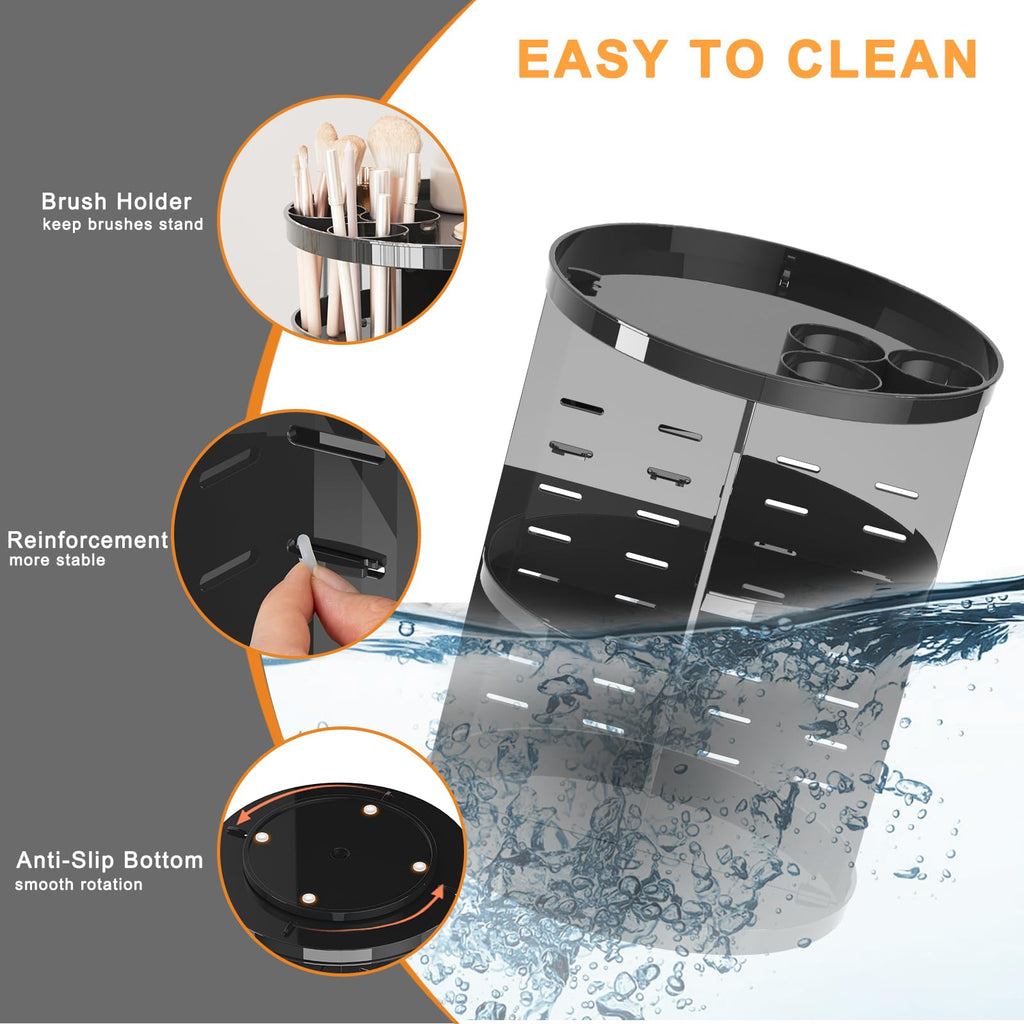 8-Tier Rotating Makeup & Skincare Organizer with Brush Holder