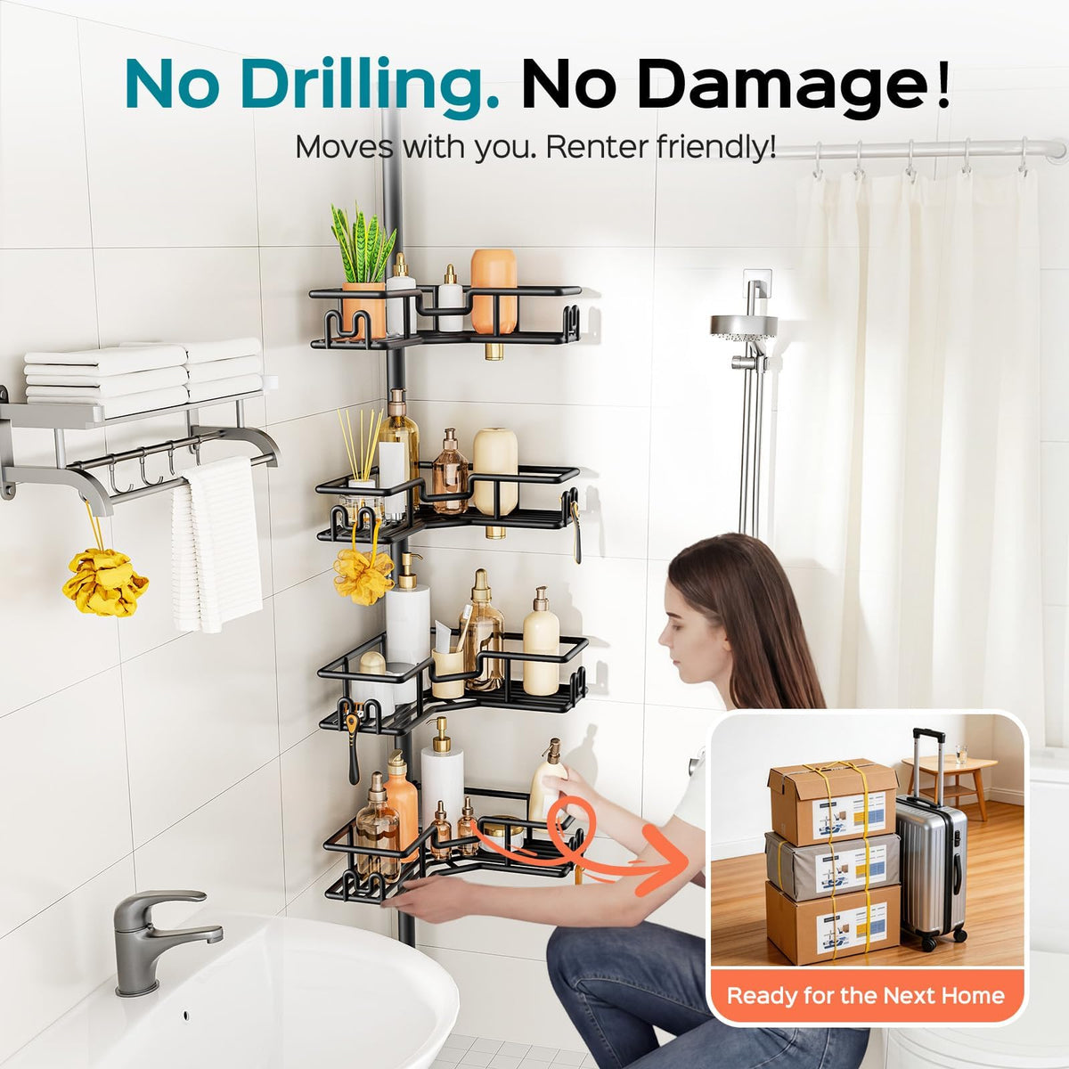 Corner Shower Caddy Organizer for Bathroom Storage