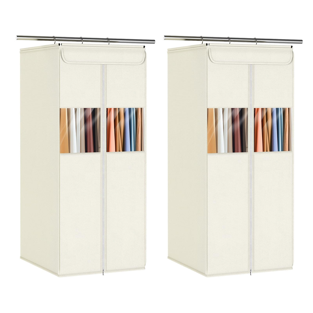 Zilink Clear Garment Bags for Hanging Clothes Large Hanging Garment Bag for Closet Storage with Clear Window Space Saving Garment Storage Bags for Suits, Coats, Dresses