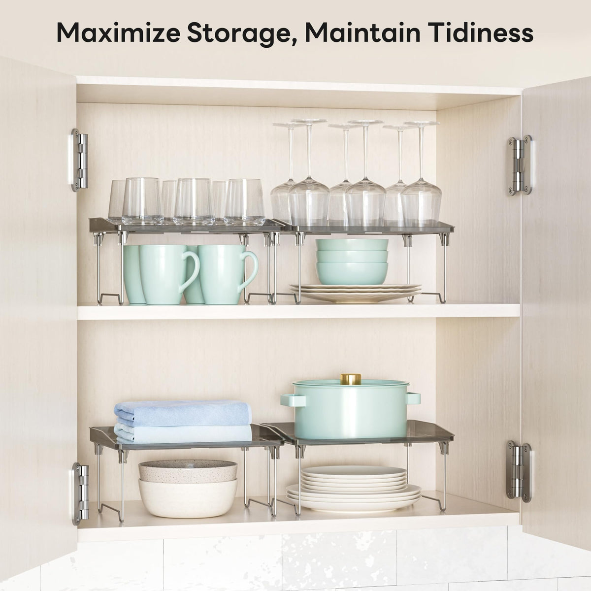 STARLATTA Acrylic Cabinet Organizer Shelf, Stackable Kitchen Counter Shelves,Spice Rack,Countertop Organizers,Clear Plastic Storage Organization for Makeup，Bathroom,Cupboard,Desk,Pantry