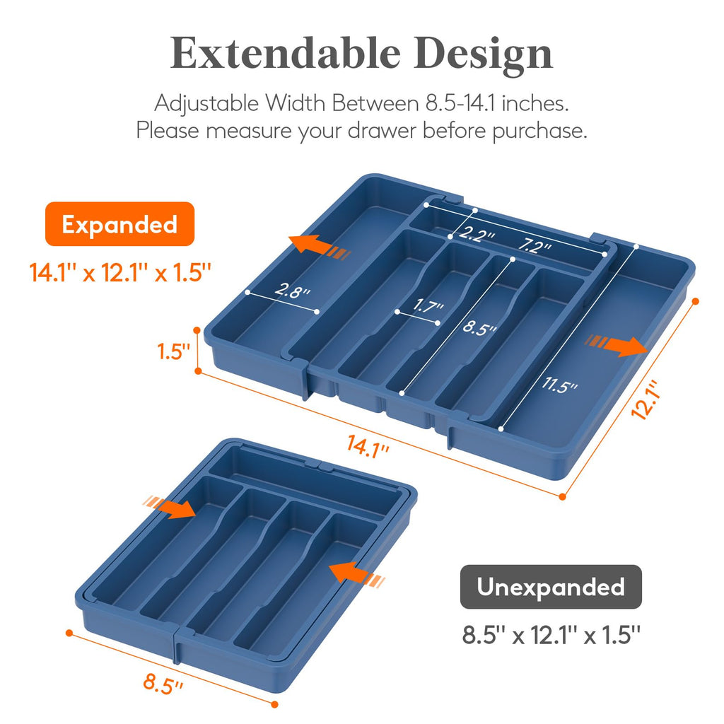 Lifewit Expandable Silverware Drawer Organizer, Kitchen Utensil Tray