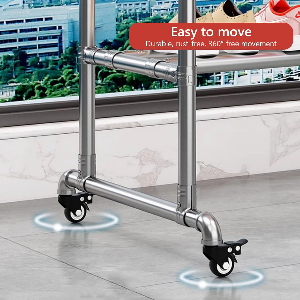 Adjustable Heavy-Duty Clothes Drying Rack with Shoe Shelf