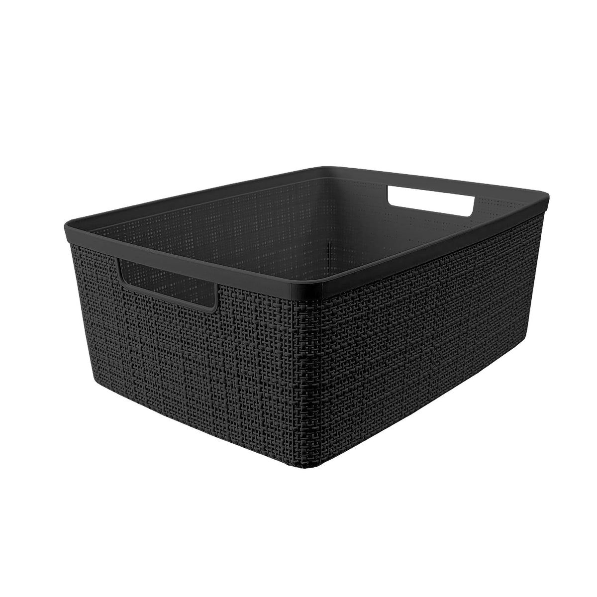 Curver Jute Decorative Plastic Organization and Storage Basket Perfect Bins for Home Office, Closet Shelves, Kitchen Pantry and All Bedroom Essentials