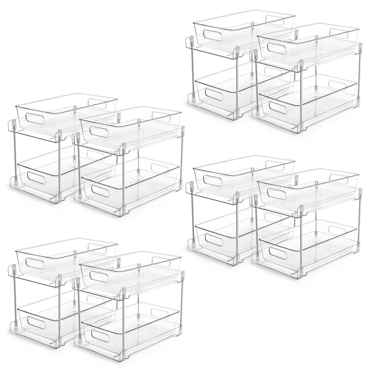 4-Pack 2-Tier Clear Pull-Out Under-Sink Organizers