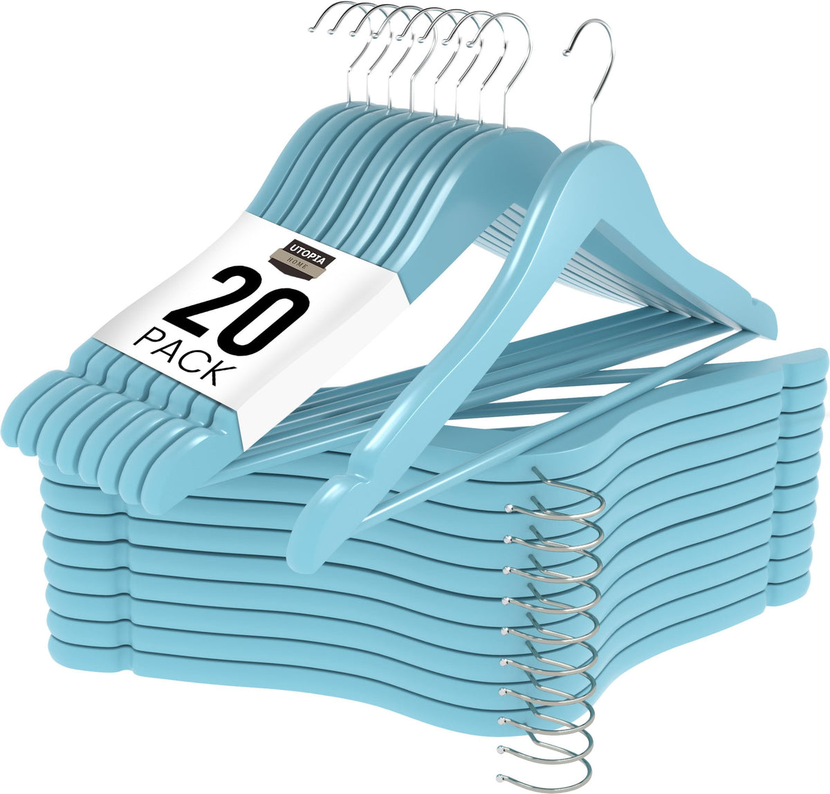 Utopia Home Premium Wooden Hangers - 360-Degree Rotatable Hook - Durable & Slim - Shoulder Grooves - Non-Slip Lightweight Hangers for Coats, Suits, Pant and Jackets