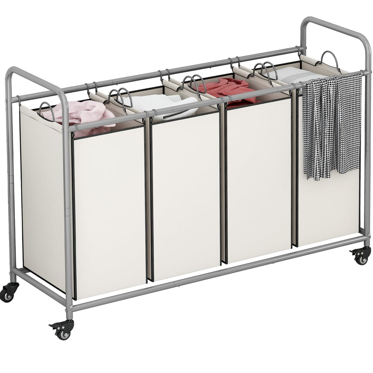 135L 3-Section Laundry Hamper & Clothes Sorter