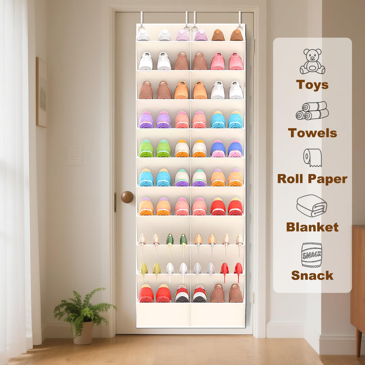 30-Pocket Over-the-Door Mesh Shoe Organizer for Closet
