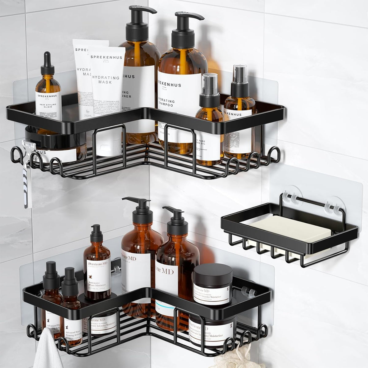 Adhesive Corner Shower Caddy Organizer for Bathroom