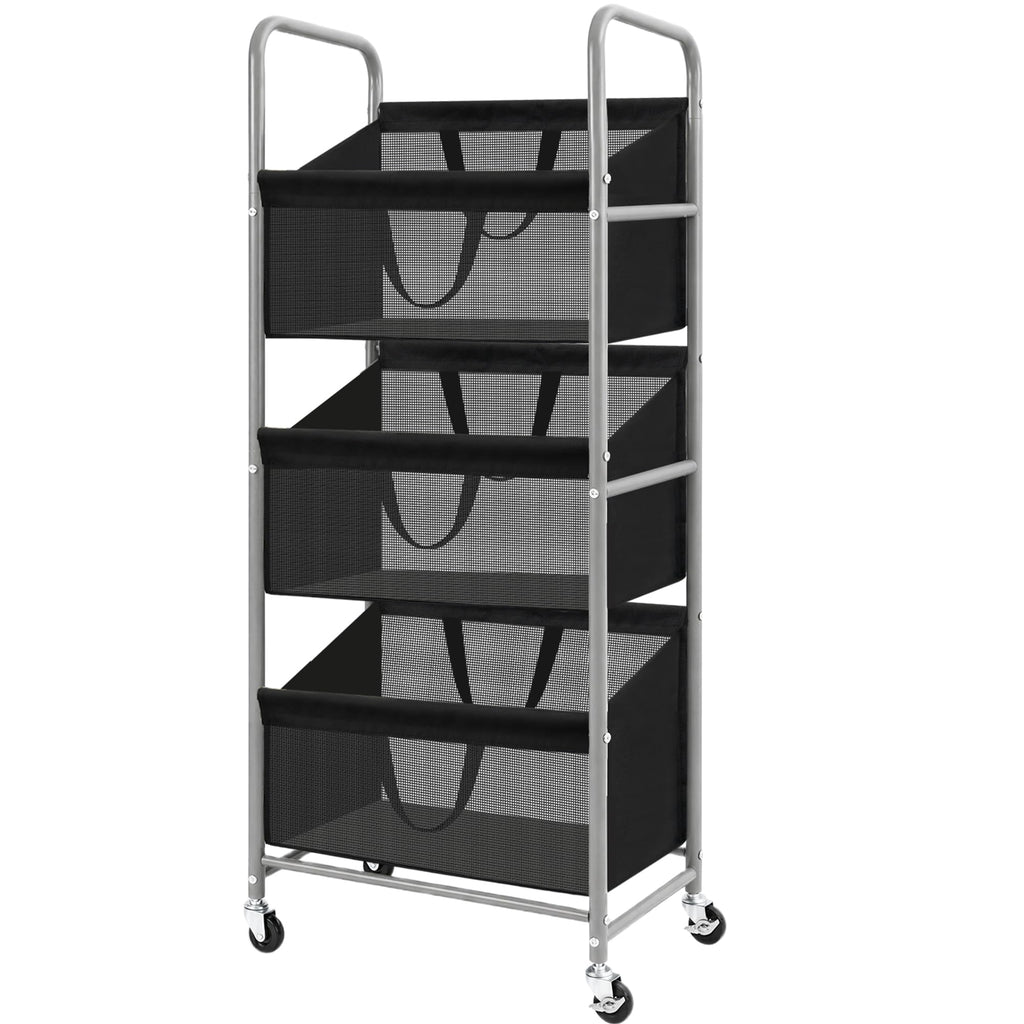 3-Tier Vertical Rolling Laundry Hamper with Storage Bins