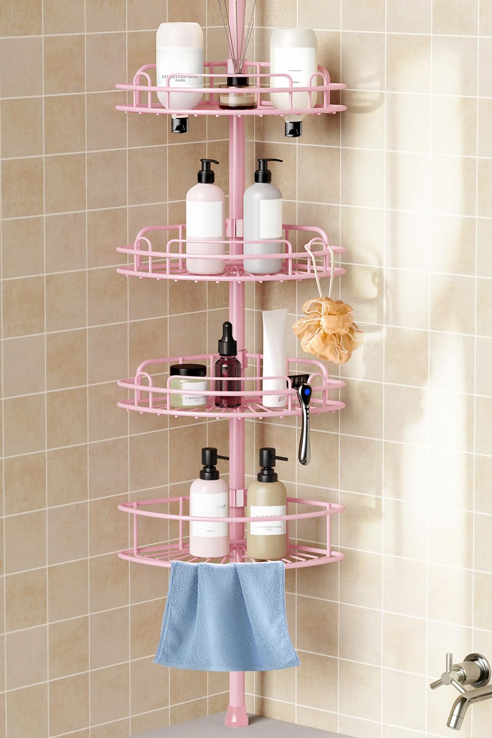 4-Tier Tension Pole Corner Shower Caddy Organizer