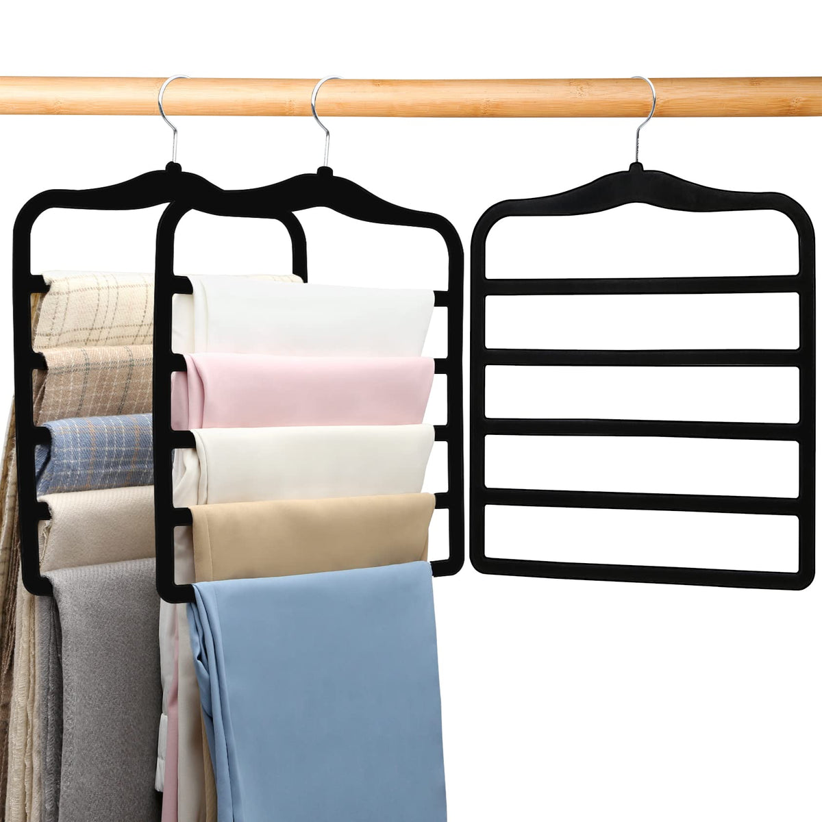 Closet Organizers and Storage,Pants-Hangers-Space-Saving,Dorm Room Essentials for College Students Girls Boys Guys