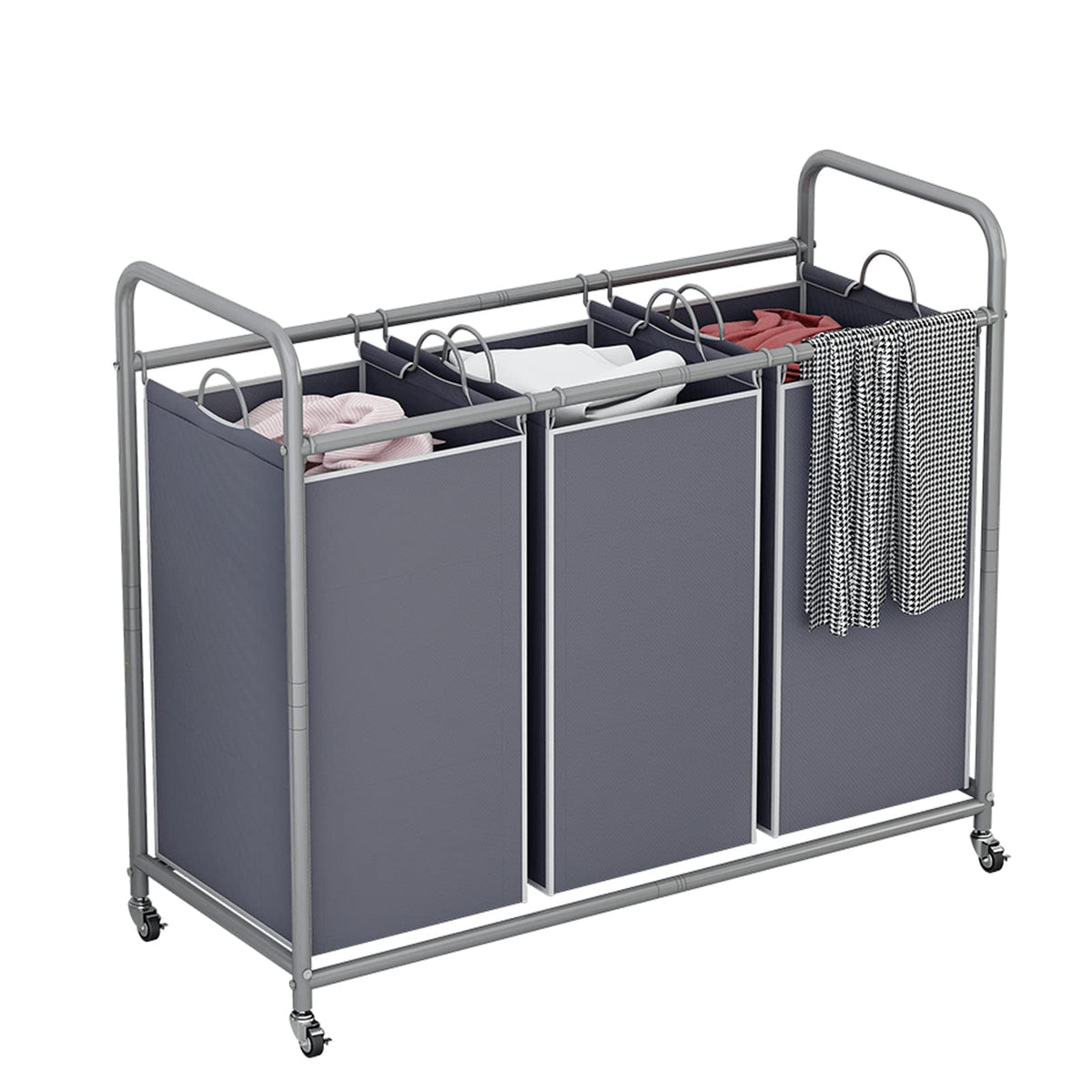 135L 3-Section Laundry Hamper & Clothes Sorter