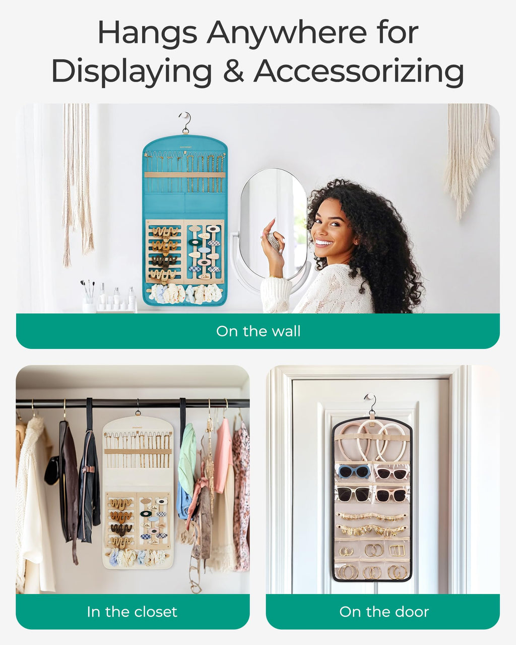 Double-Sided Hanging Jewelry & Hair Accessory Organizer