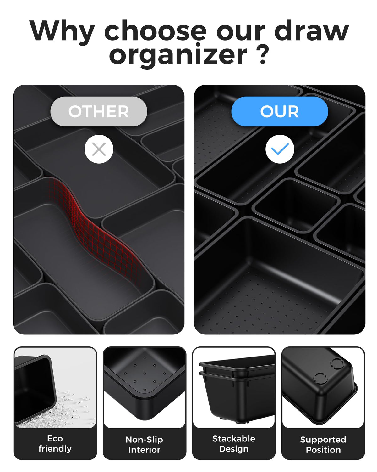 25-Piece Plastic Drawer Organizer Tray Set for Home