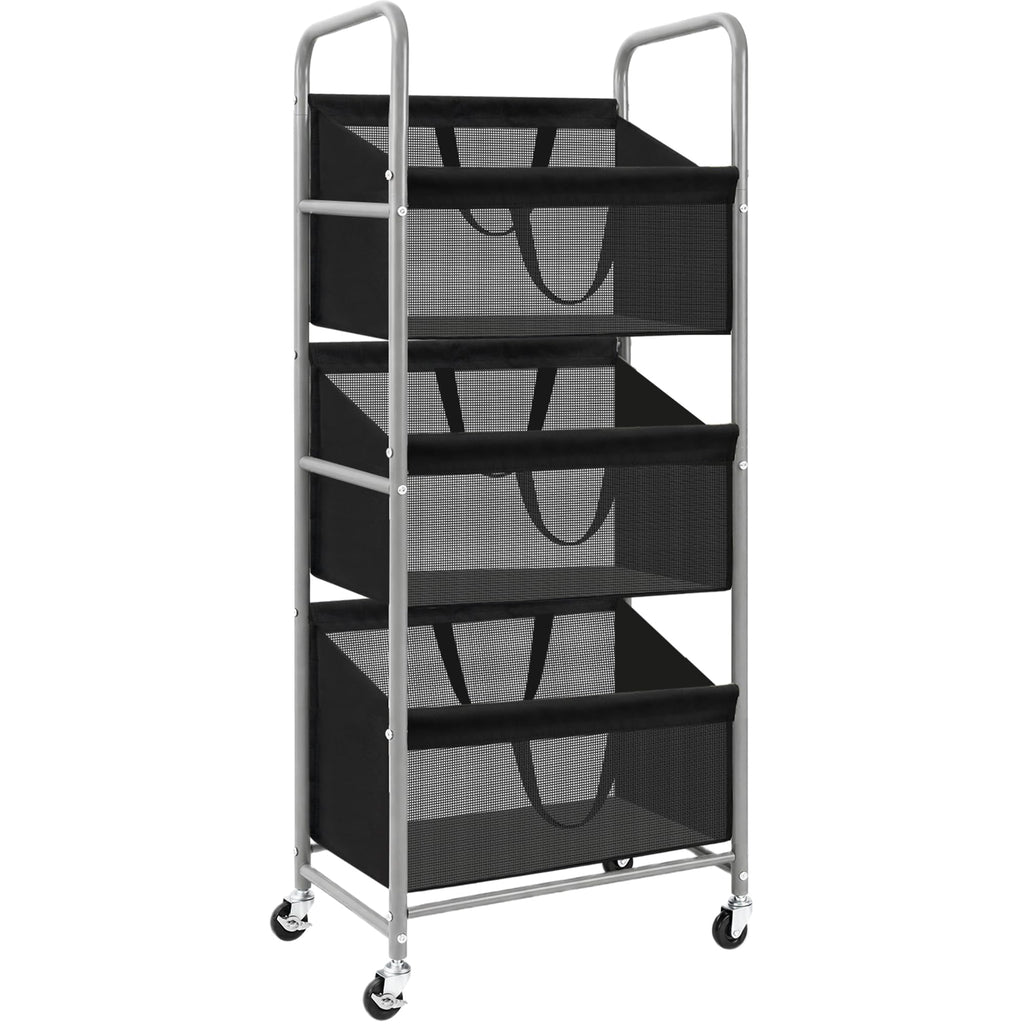 3-Tier Vertical Rolling Laundry Hamper with Storage Bins