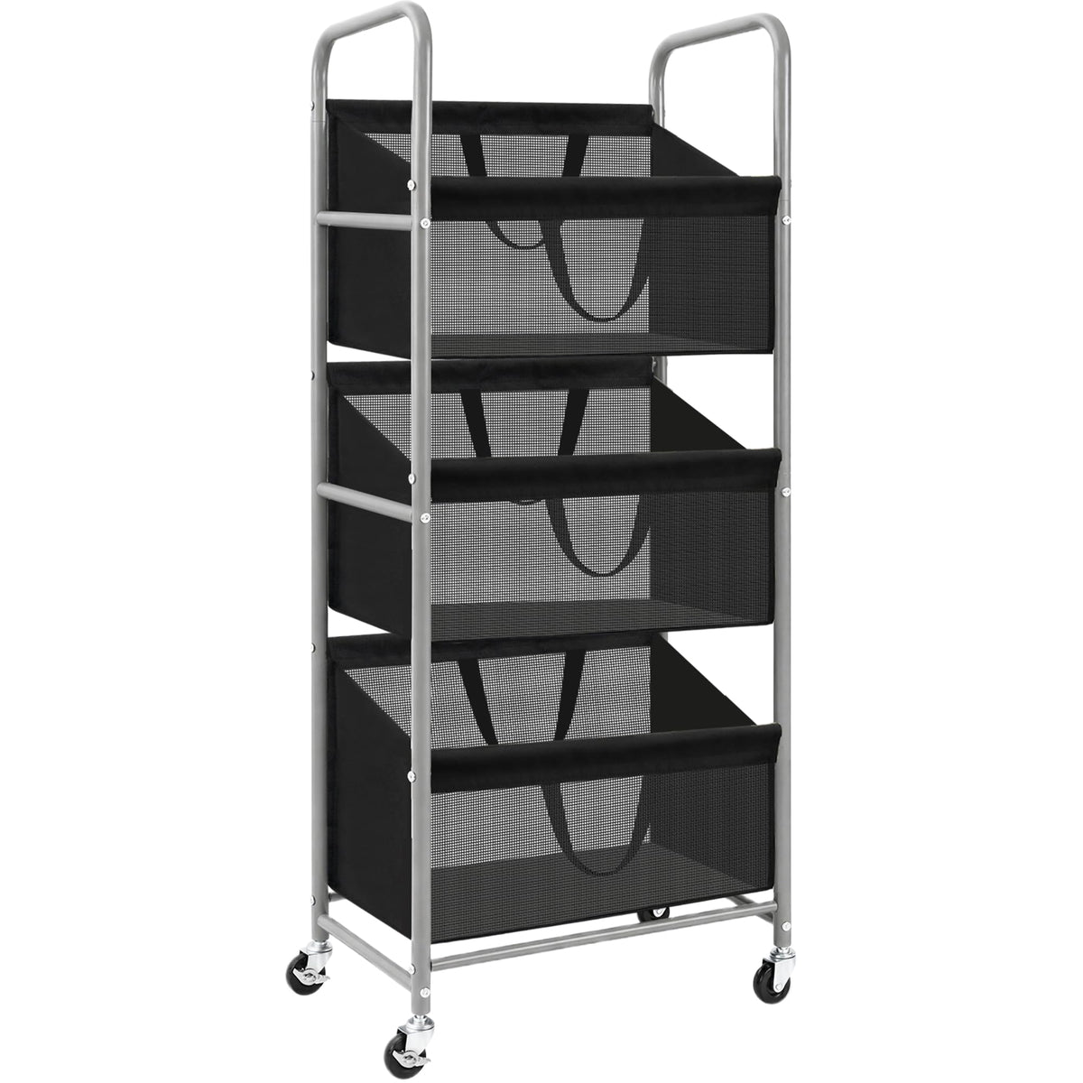 3-Tier Vertical Rolling Laundry Hamper with Storage Bins