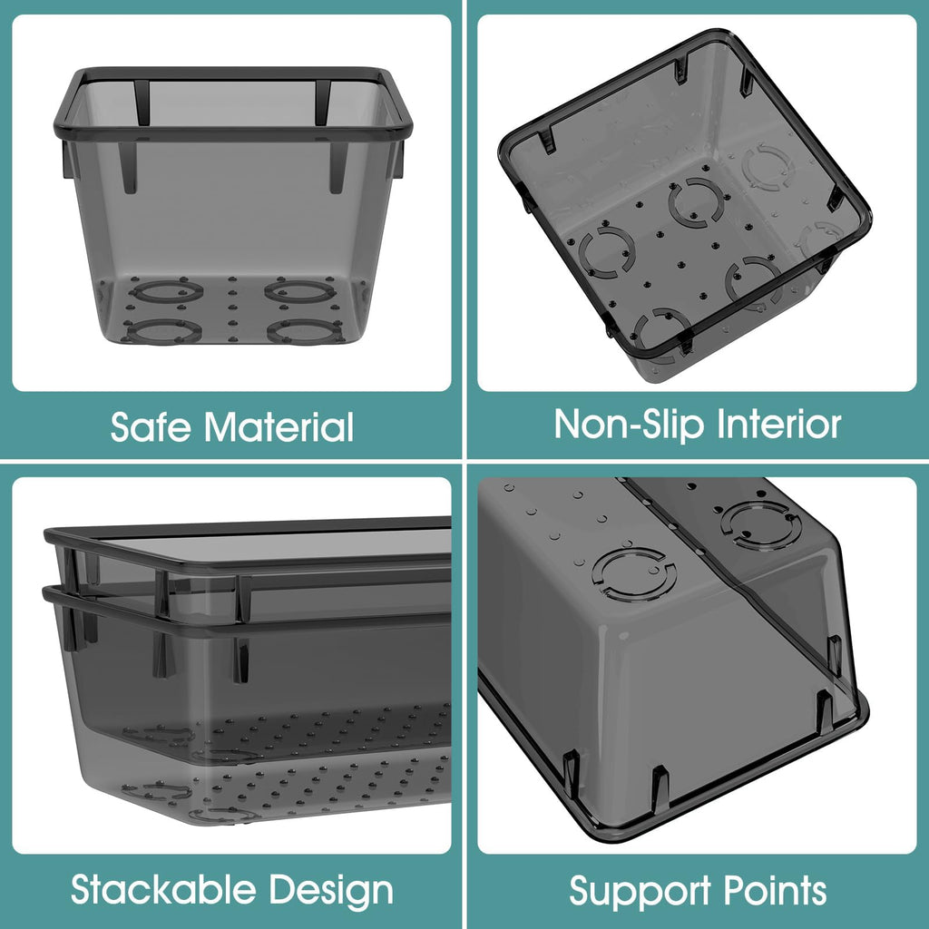 25-Piece Clear Plastic Drawer Organizer Tray Set