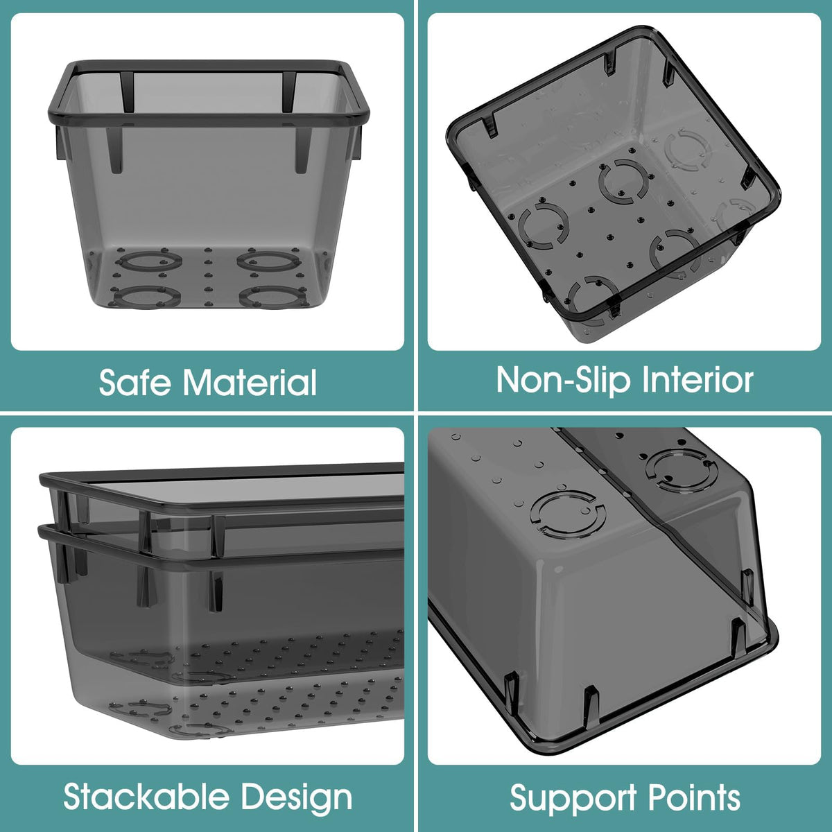 25-Piece Clear Plastic Drawer Organizer Tray Set