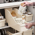 Multi-Use Pull-Out Cabinet Bin with Rolling Wheels Under Sink Storage Basket for Kitchen & Bathroom Perfect for Pantry & High Cabinets (Small Size)