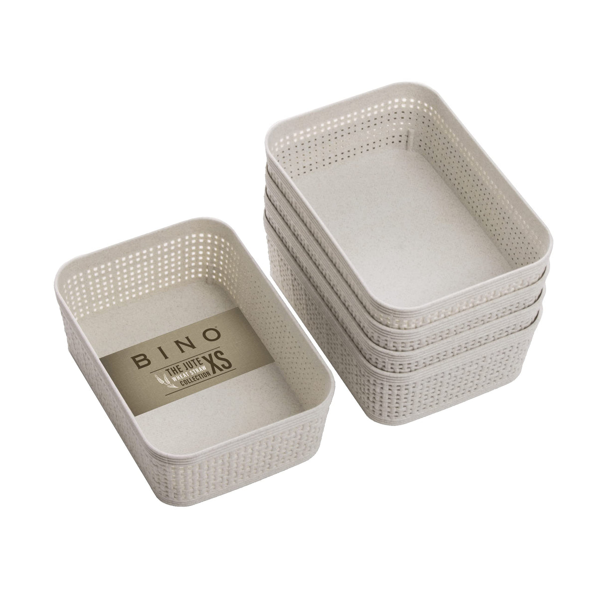 BINO | Woven Plastic Basket - THE JUTE COLLECTION | Home Organization, Space - Saving Storage, Stylish Design | Jute Basket | Plastic Storage Basket