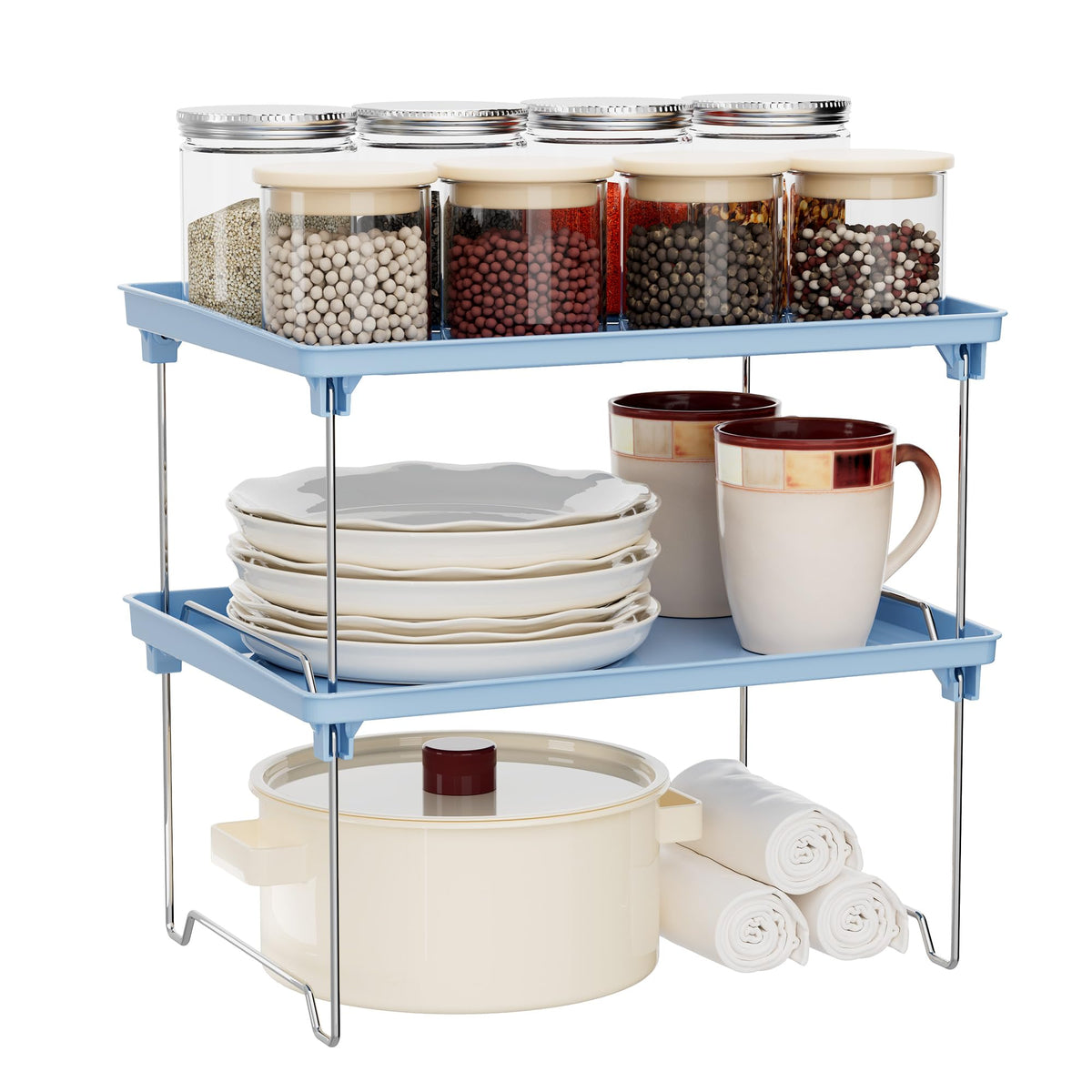 STARLATTA Acrylic Cabinet Organizer Shelf, Stackable Kitchen Counter Shelves,Spice Rack,Countertop Organizers,Clear Plastic Storage Organization for Makeup，Bathroom,Cupboard,Desk,Pantry