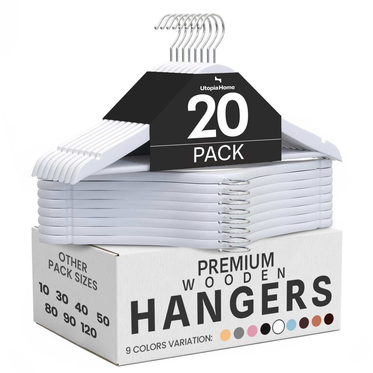 Utopia Home Premium Wooden Hangers - 360-Degree Rotatable Hook - Durable & Slim - Shoulder Grooves - Non-Slip Lightweight Hangers for Coats, Suits, Pant and Jackets