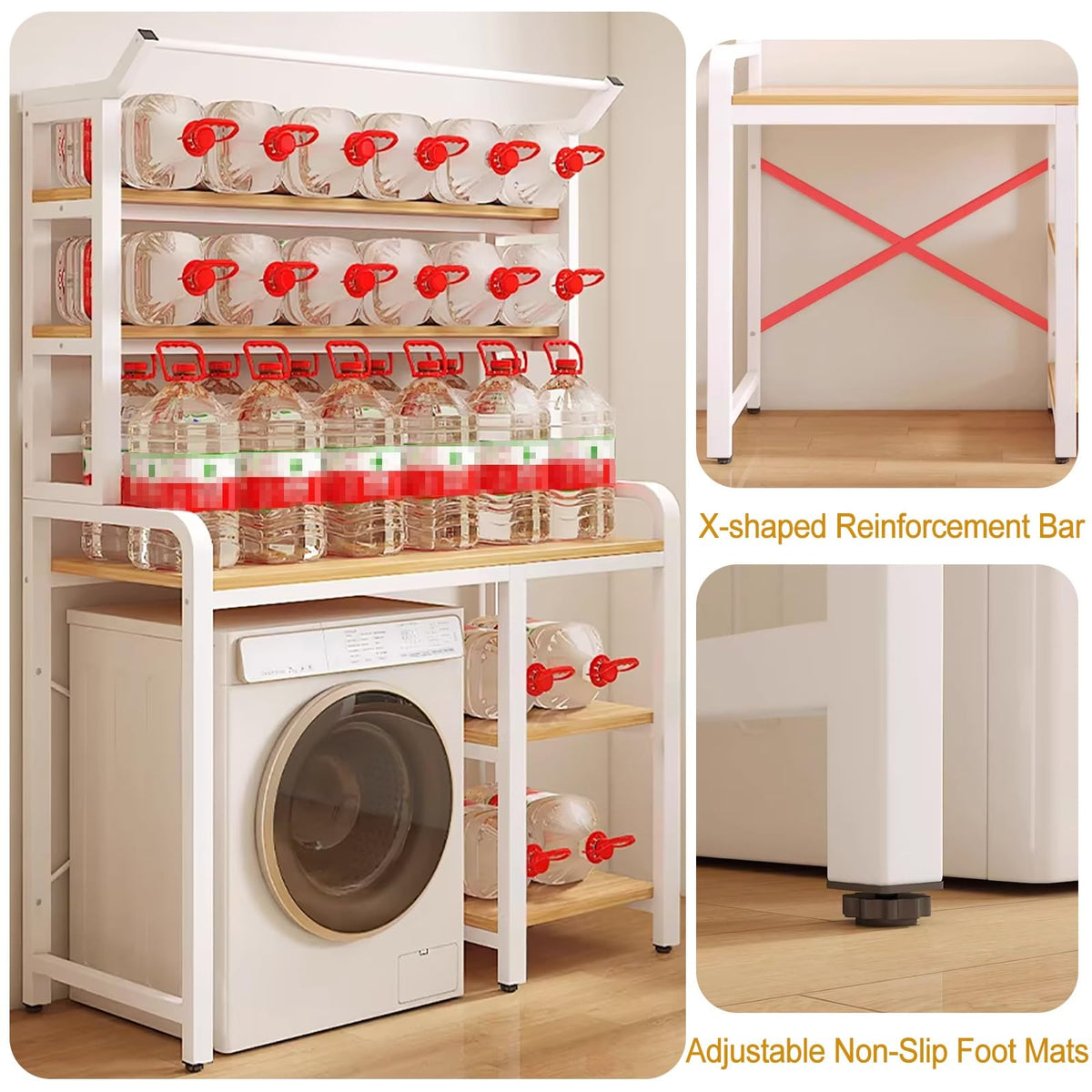 5-Tier Over-Washer Laundry Storage Rack with Shelves