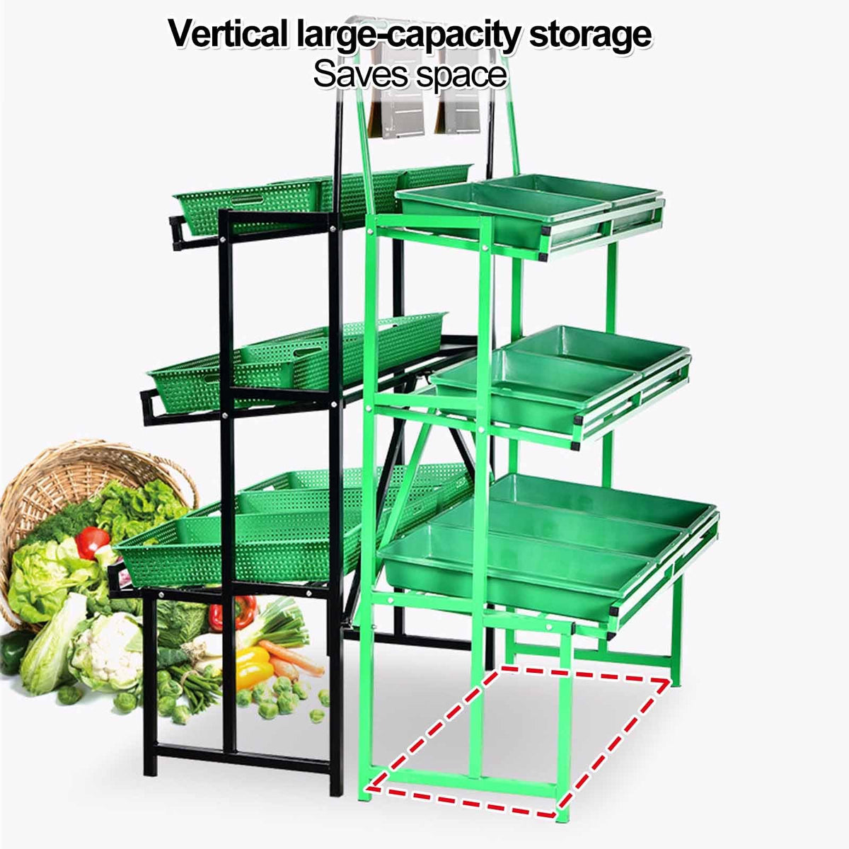 Dalumian Fruits & Vegetables Shelf, 4 Tier Metal Pantry Storage Organizer, Pantry Storage Organizer with 10 Removable Baskets for Snacks/Fruits/Tools (47.24 * 23.62 * 66.93in)