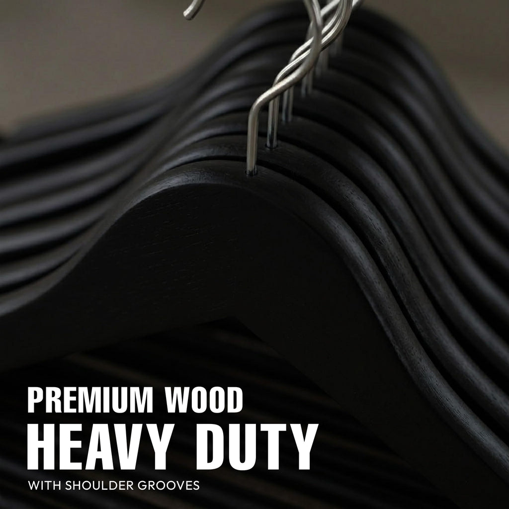 Premium Wooden Hangers with 360° Rotating Hooks