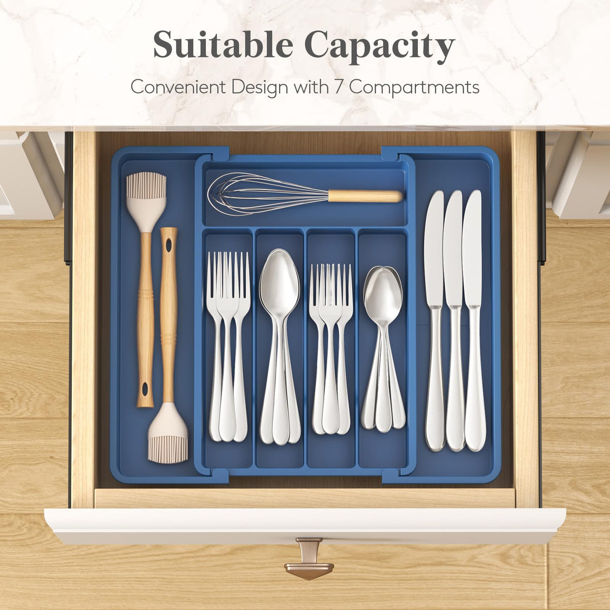 Lifewit Expandable Silverware Drawer Organizer, Kitchen Utensil Tray