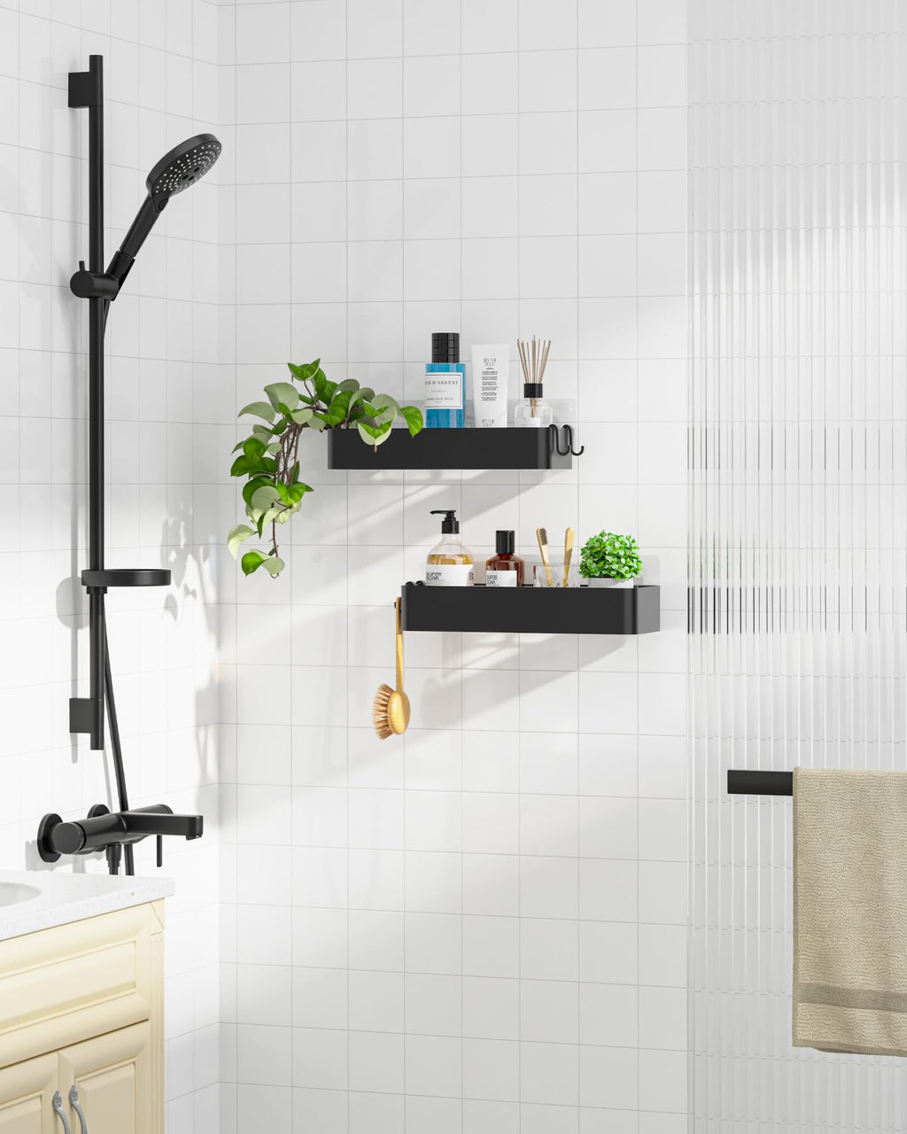 2-Pack Adhesive Shower Caddy Organizer for Bathroom
