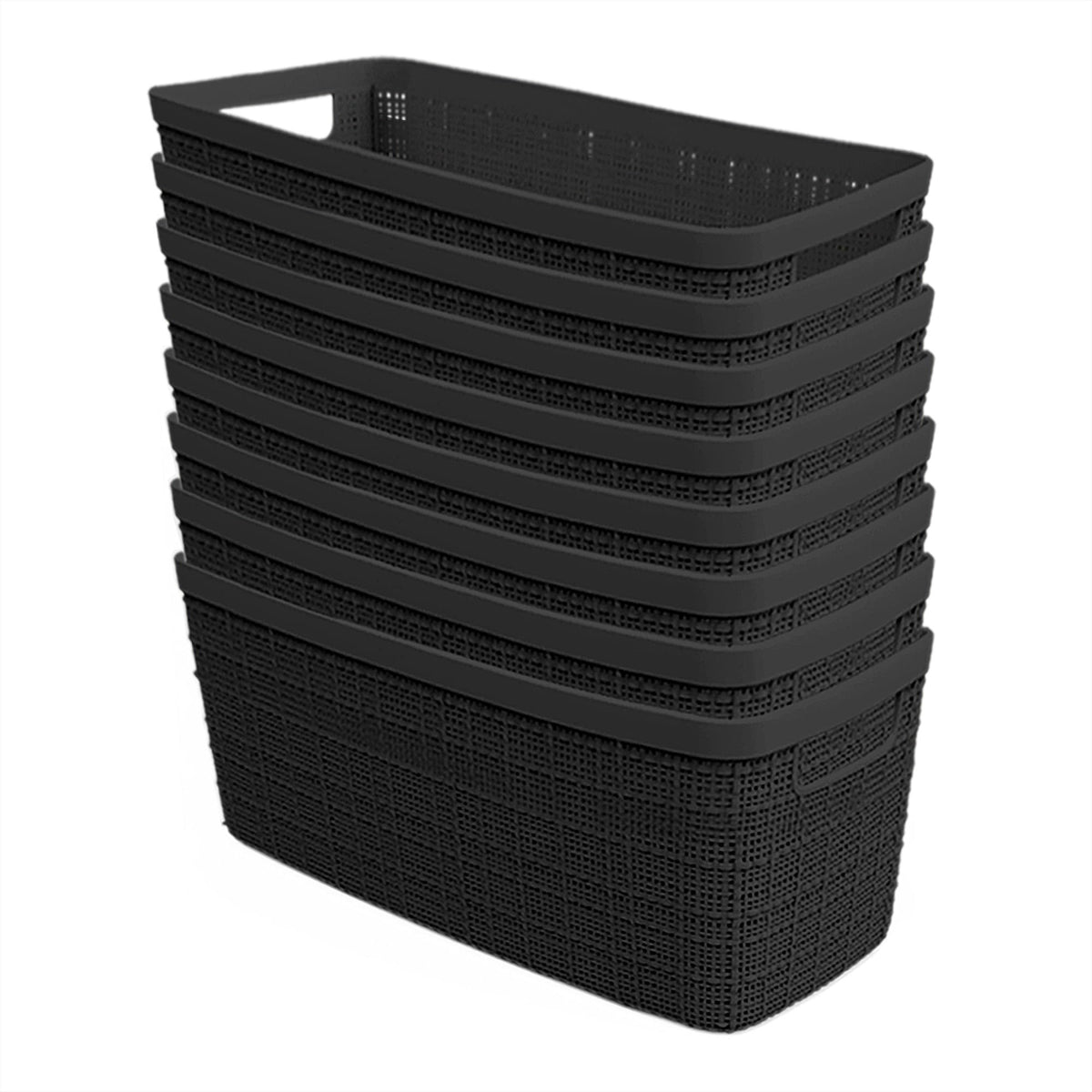 Curver Jute Decorative Plastic Organization and Storage Basket Perfect Bins for Home Office, Closet Shelves, Kitchen Pantry and All Bedroom Essentials