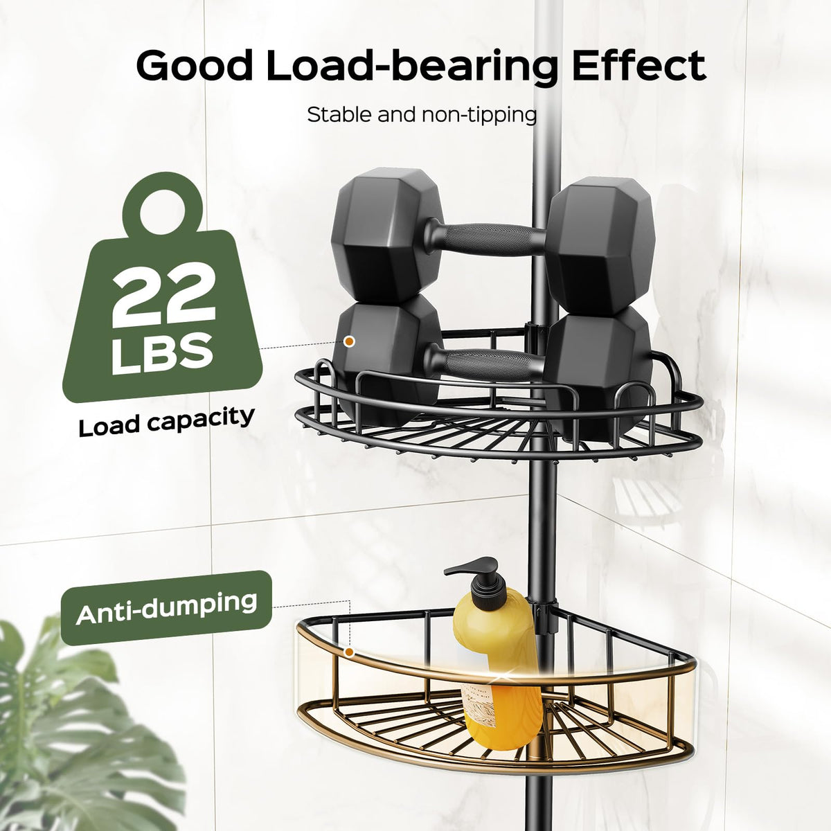 4-Tier Tension Pole Corner Shower Caddy Organizer