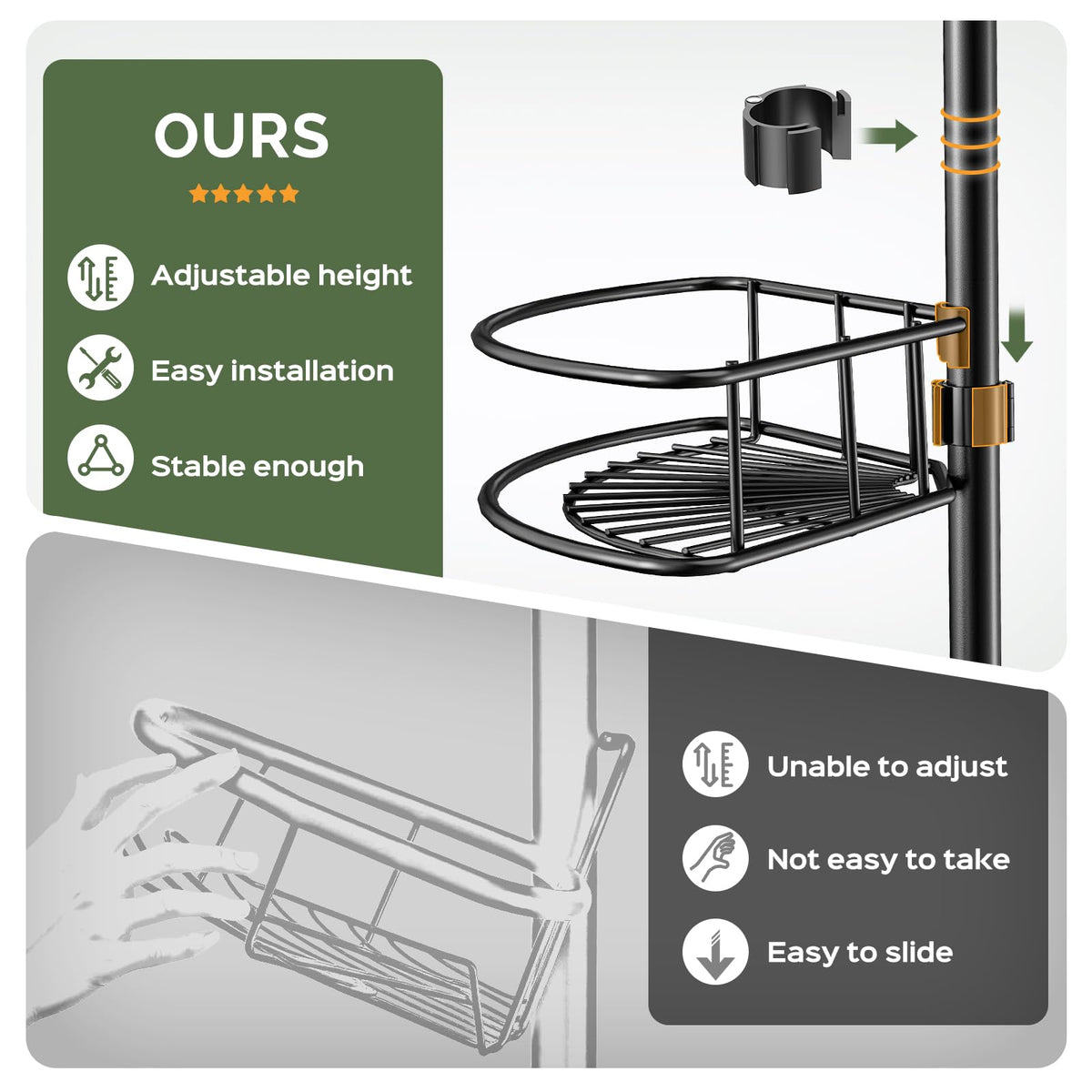 4-Tier Tension Pole Corner Shower Caddy Organizer