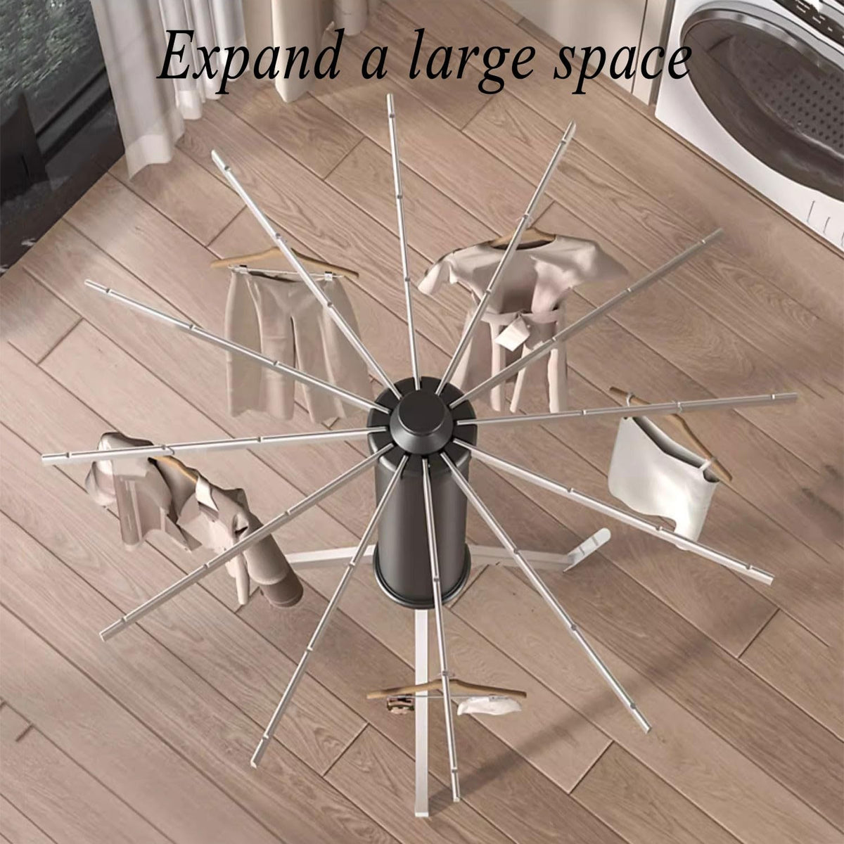 Foldable Tripod Clothes Drying Rack with 12/16 Poles