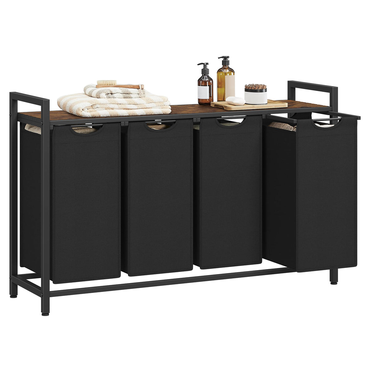 Laundry Basket with Removable Bag, Shelf & Metal Frame