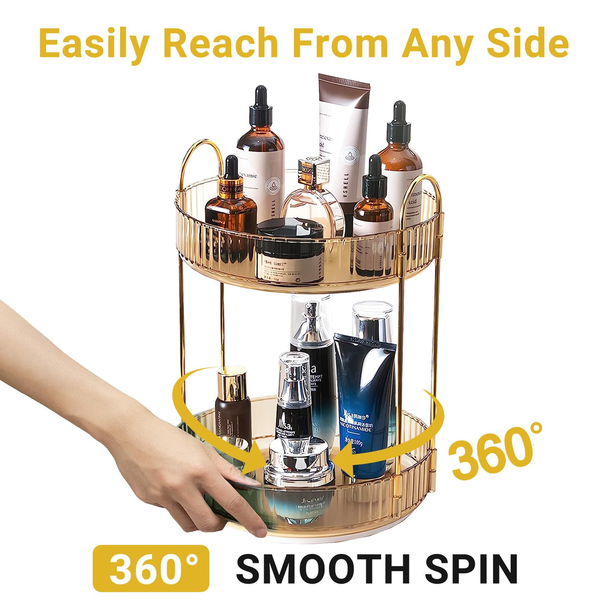 360° Rotating Makeup & Skincare Organizer for Vanity