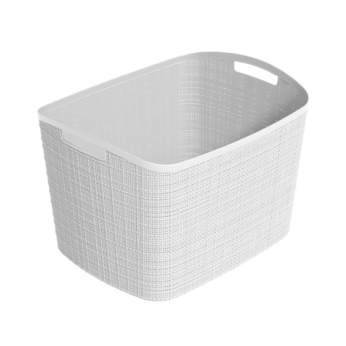 Curver Jute Decorative Plastic Organization and Storage Basket Perfect Bins for Home Office, Closet Shelves, Kitchen Pantry and All Bedroom Essentials