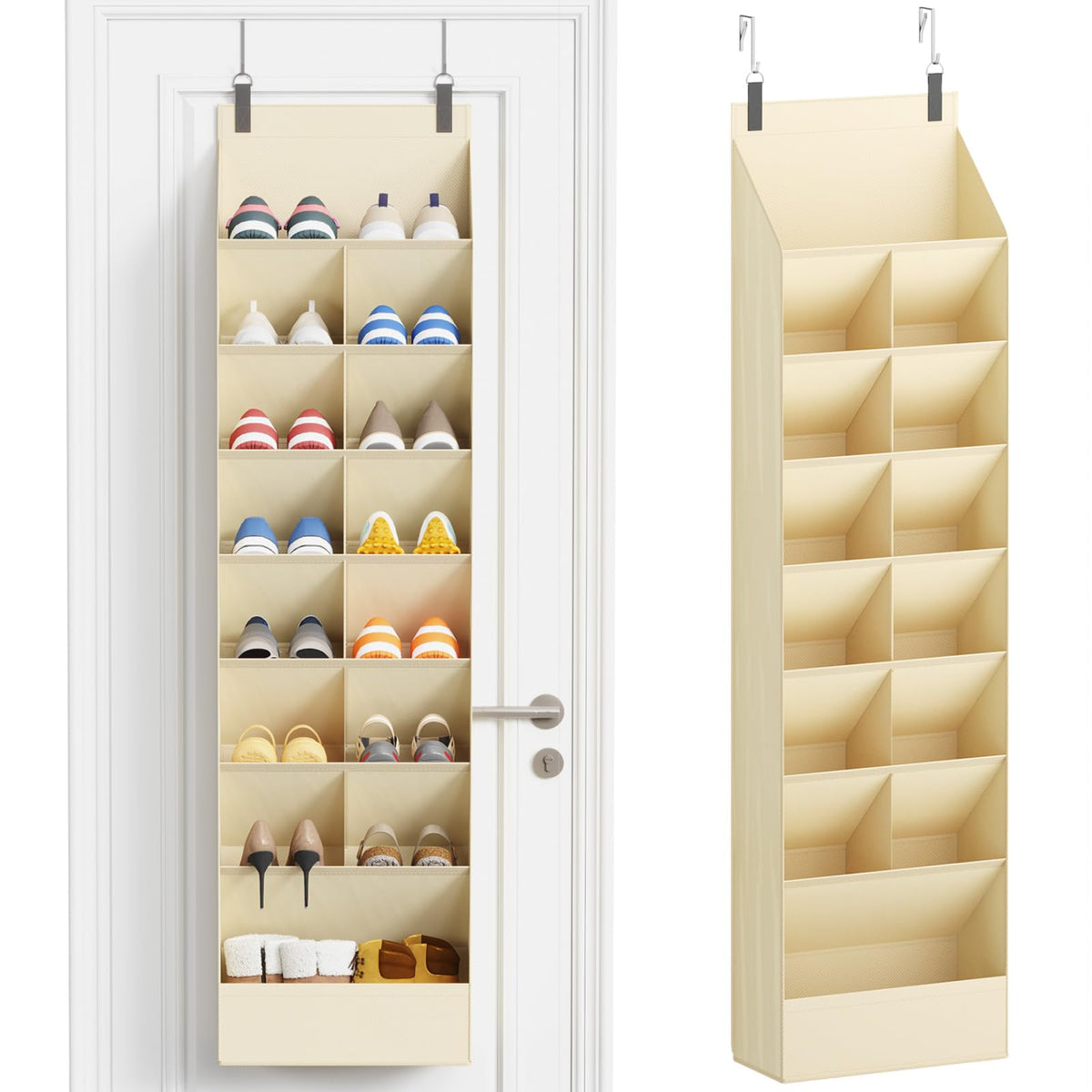 Lifewit Over the Door Shoe Organizer with Large Deep Pockets, Fabric Hanging Shoes Shelf for Closet, Dorm Storage, Shoe Rack Holder for Sneakers, Boots