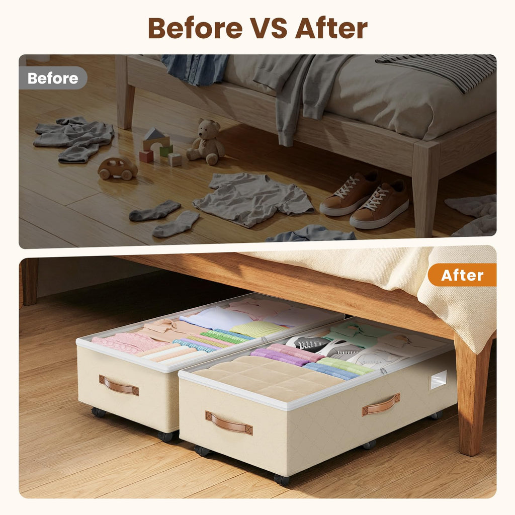 60L Rolling Under-Bed Storage Bin with Wheels