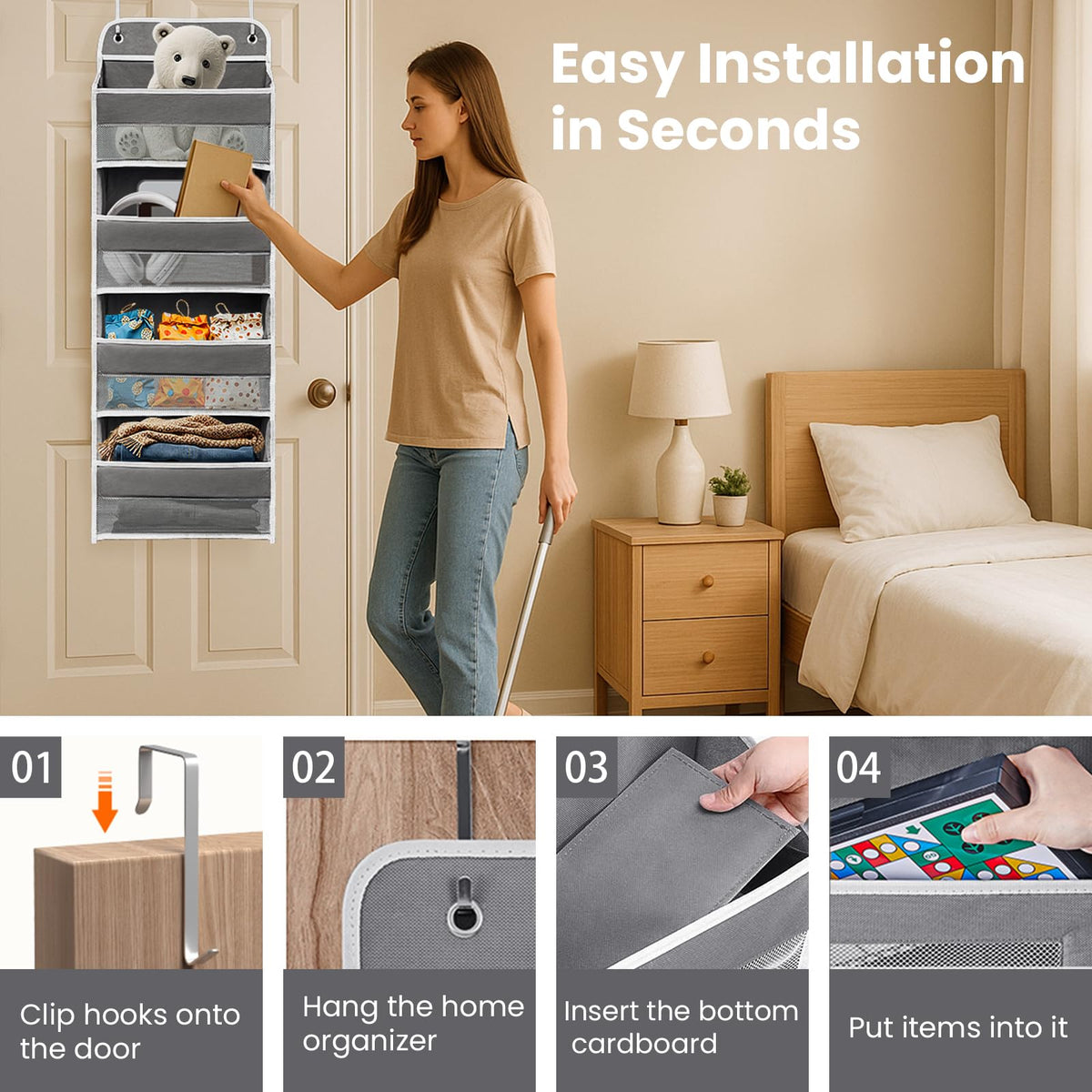 4-Tier Over-the-Door Hanging Storage Organizer