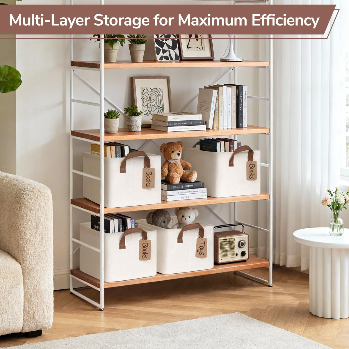 4-Pack Fabric Storage Baskets for Shelves & Closets