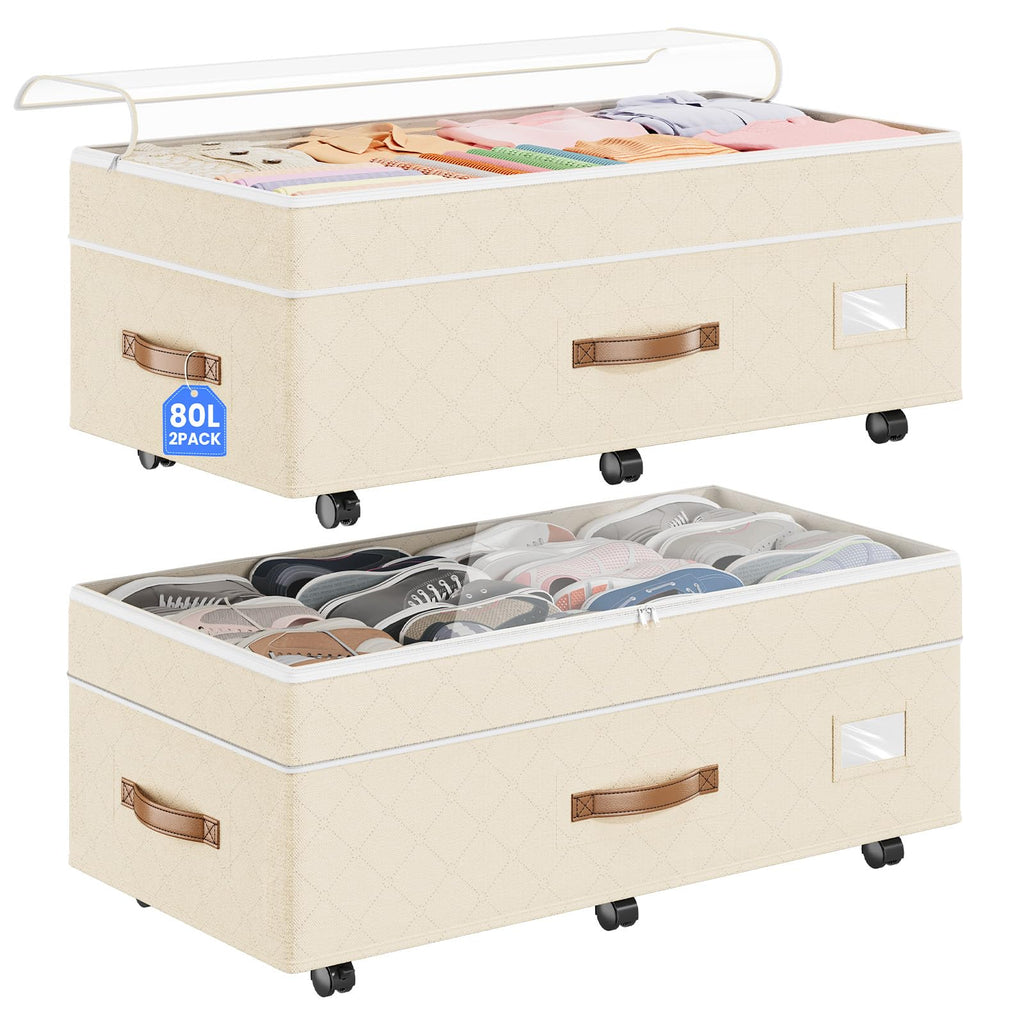 60L Rolling Under-Bed Storage Bin with Wheels