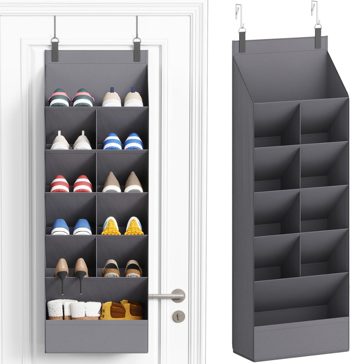 Lifewit Over the Door Shoe Organizer with Large Deep Pockets, Fabric Hanging Shoes Shelf for Closet, Dorm Storage, Shoe Rack Holder for Sneakers, Boots