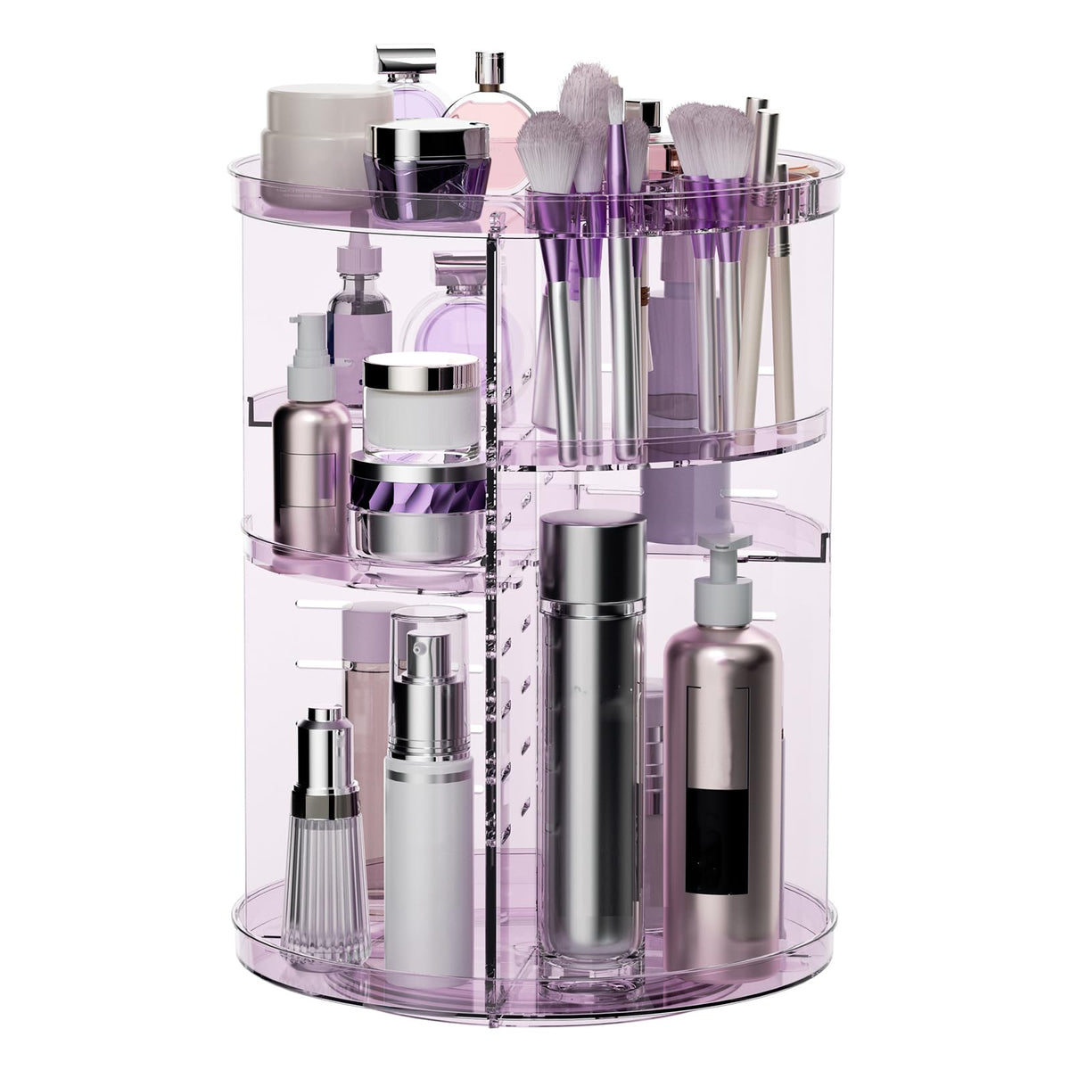 8-Tier Rotating Makeup & Skincare Organizer with Brush Holder