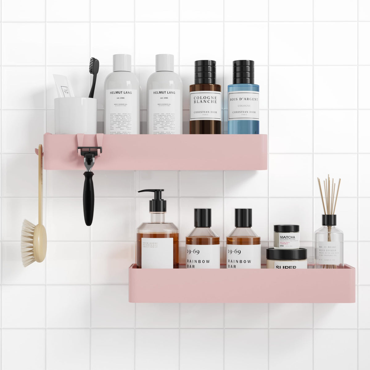 2-Pack Adhesive Shower Caddy Organizer for Bathroom